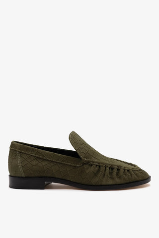 Margaux Loafer Olive Croco Suede Loafer Larroudé
