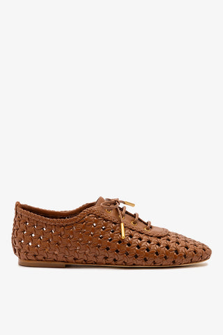 Liza Macrame Sneaker In Caramel Leather