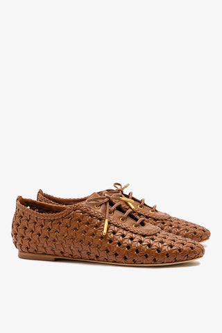 Liza Macrame Sneaker In Caramel Leather