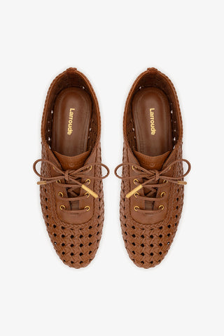 Liza Macrame Sneaker In Caramel Leather