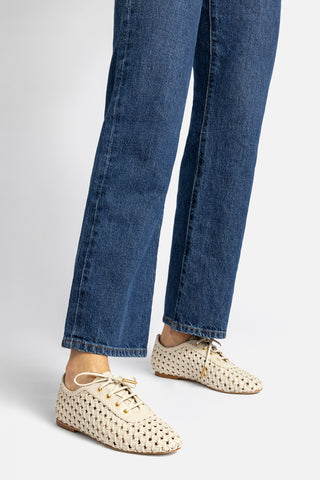 Liza Macrame Sneaker In Ivory Leather