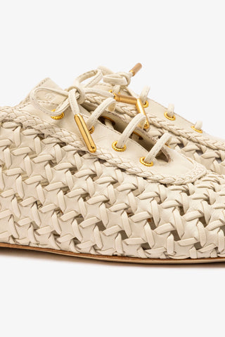 Liza Macrame Sneaker In Ivory Leather