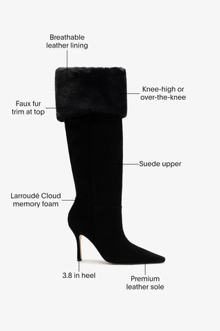 Carine Fur Boot Black Suede Boot Larroudé