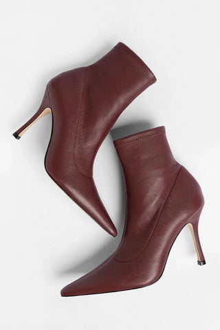 Mini Carine Boot Burgundy Stretch Leather Boot Larroudé