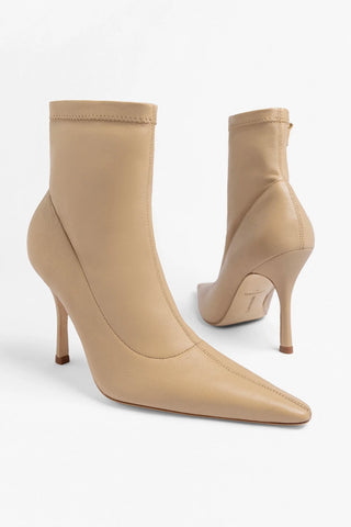 Mini Carine Boot Beige Stretch Leather Boot Larroudé