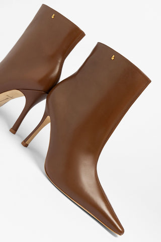 Mini Carine Boot Burnt Umber Leather Boot Larroudé