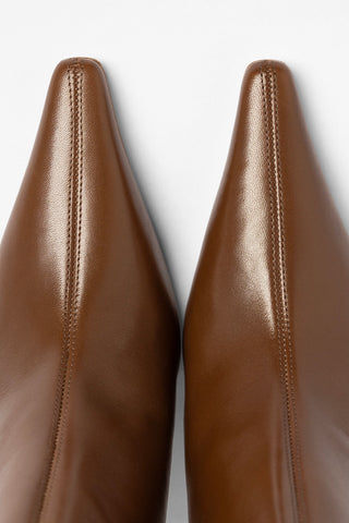 Mini Carine Boot Burnt Umber Leather Boot Larroudé