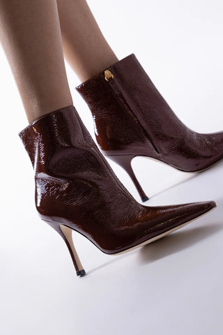 Mini Carine Boot Oak Patent Leather Boot Larroudé