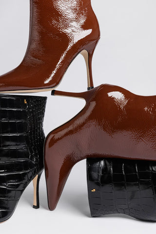Mini Carine Boot Oak Patent Leather Boot Larroudé