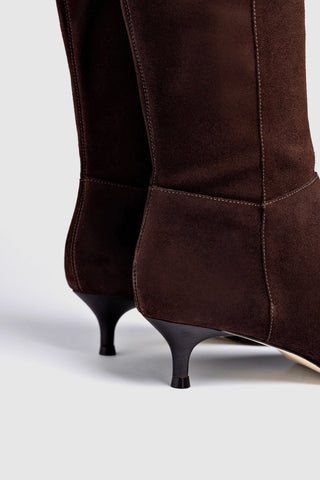 Kate Kitten Boot In Brown Suede