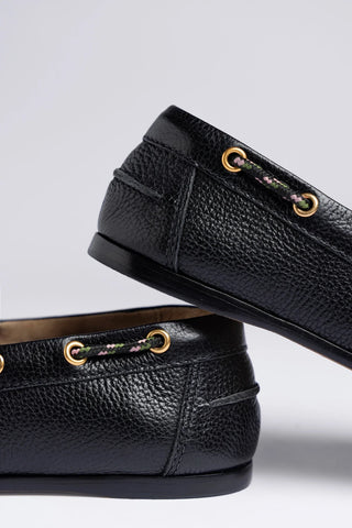 Cyprus Boat Shoe Black Leather