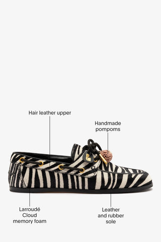 Cyprus Boat Shoe Zebra Hair Leather