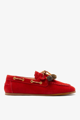 Cyprus Boat Shoe Blood Red Suede Loafer Larroudé