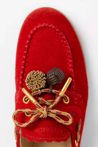 Cyprus Boat Shoe Blood Red Suede Loafer Larroudé