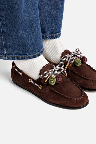 Cyprus Boat Shoe In Brown Suede