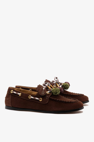 Cyprus Boat Shoe In Brown Suede
