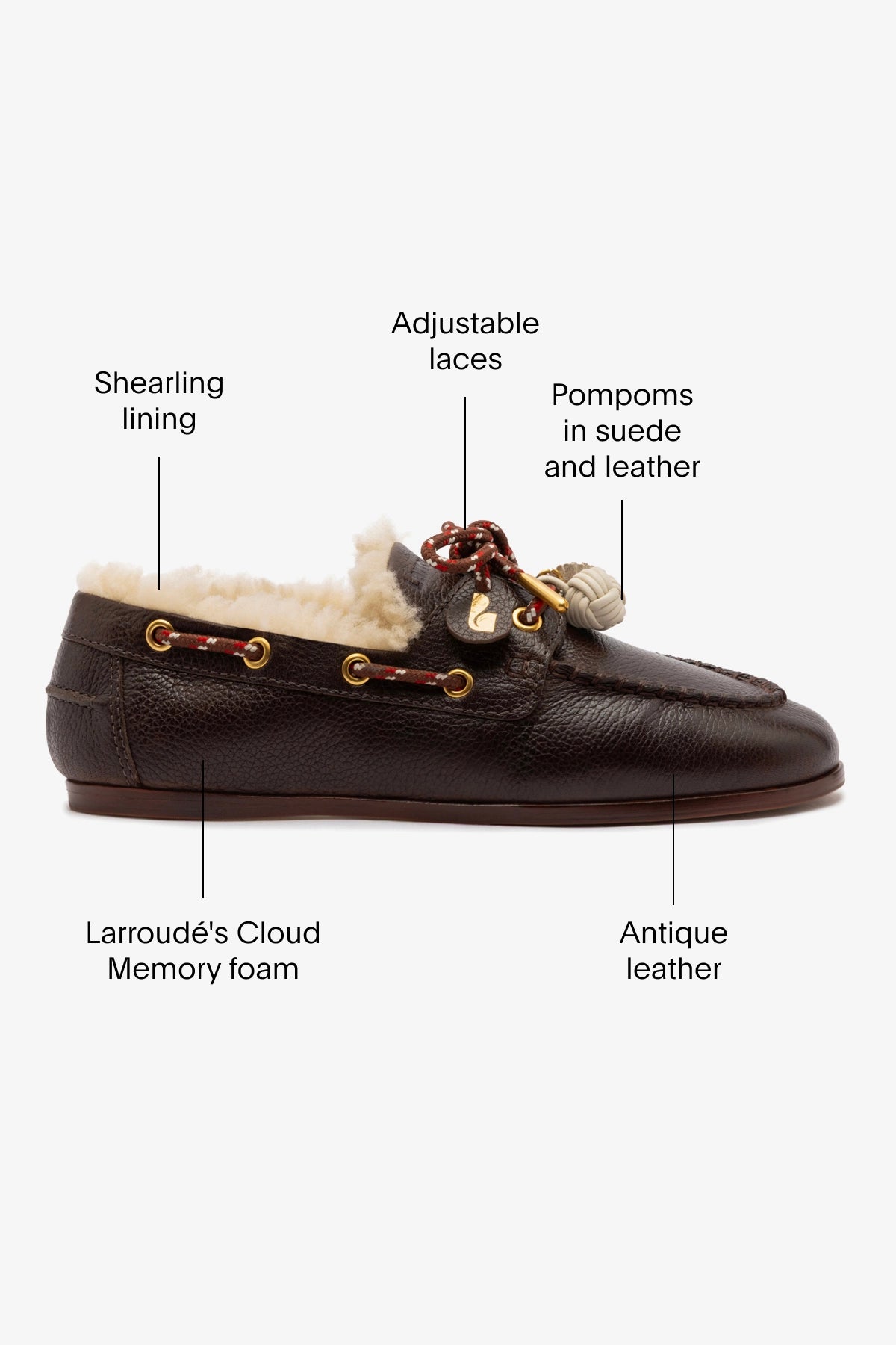 Cyprus Boat Shoe In Brown Leather and Natural Shearling - Flats Cyprus Boat Shoe In Brown Leather and Natural Shearling - Flats