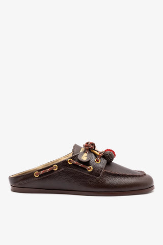 Cyprus Mule Brown Leather — Larroudé