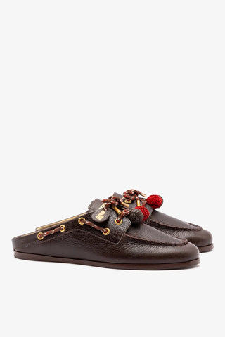 Cyprus Mule Brown Leather — Larroudé