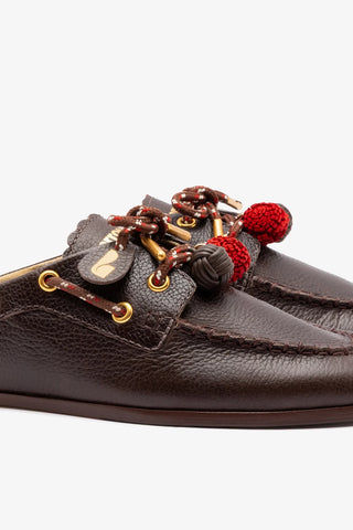 Cyprus Mule Brown Leather — Larroudé