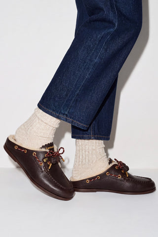 Cyprus Shearling Mule Brown Leather Mule Larroudé