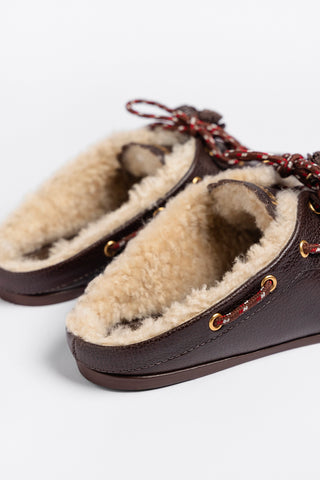 Cyprus Shearling Mule Brown Leather Mule Larroudé