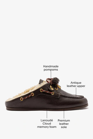 Cyprus Shearling Mule Brown Leather Mule Larroudé