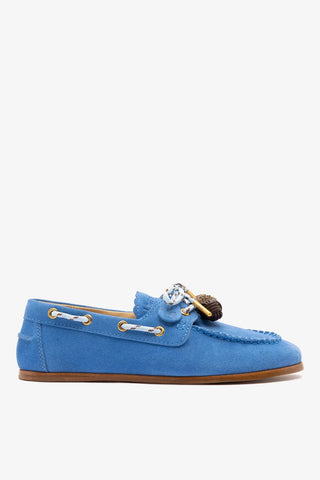 Cyprus Boat Shoe Dodger Blue Suede Loafer Larroudé