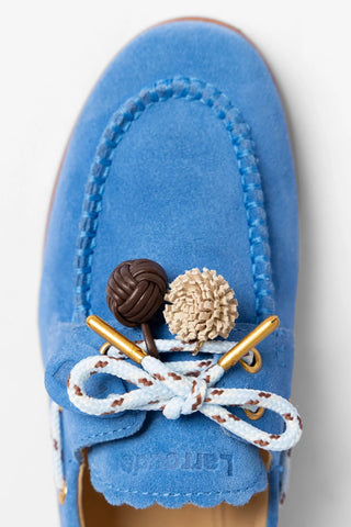 Cyprus Boat Shoe Dodger Blue Suede Loafer Larroudé