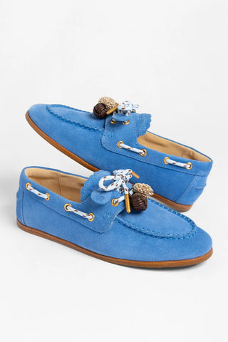 Cyprus Boat Shoe Dodger Blue Suede Loafer Larroudé