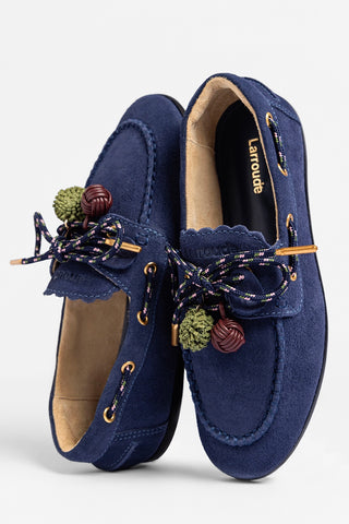 Cyprus Boat Shoe In Navy Suede