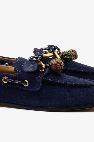 Cyprus Boat Shoe In Navy Suede