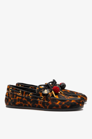 Cyprus Boat Shoe In Leopard Print Calf Hair