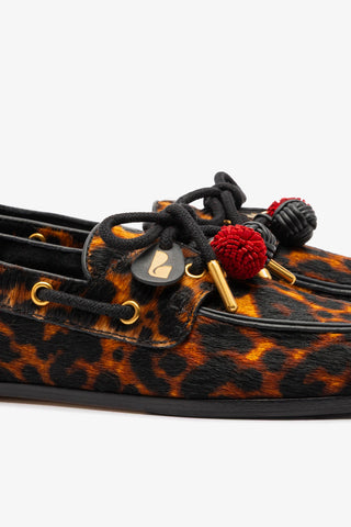 Cyprus Boat Shoe In Leopard Print Calf Hair