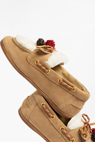 Cyprus Fuzzy Boat Shoe Peanut Suede Loafer Larroudé