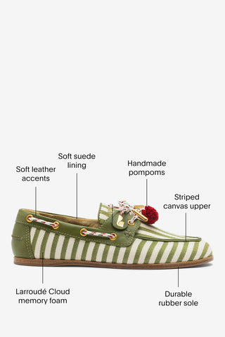 Cyprus Boat Shoe Seaweed Striped Canva Loafer Larroudé
