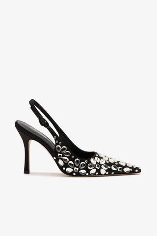 Carine Crystal Pump In Black Satin