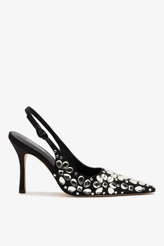 Carine Crystal Pump In Black Satin