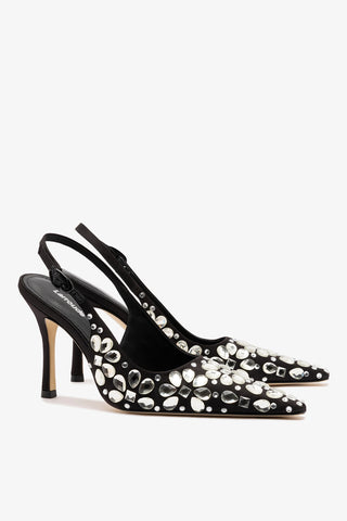 Carine Crystal Pump In Black Satin