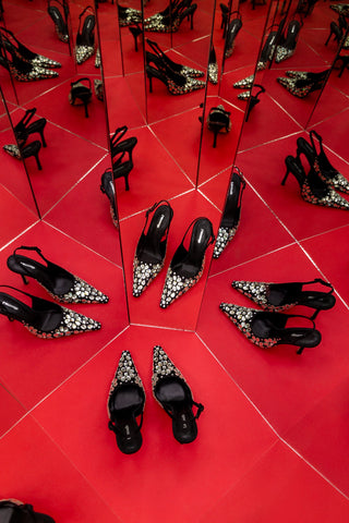 Carine Crystal Pump In Black Satin