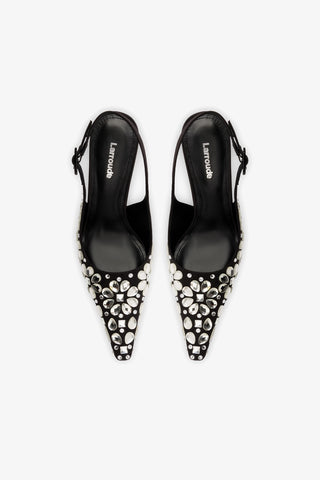 Carine Crystal Pump In Black Satin