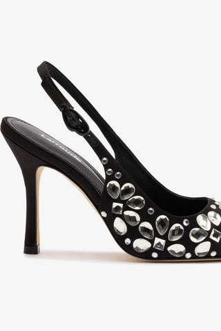 Carine Crystal Pump In Black Satin