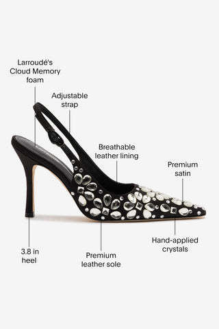 Carine Crystal Pump In Black Satin