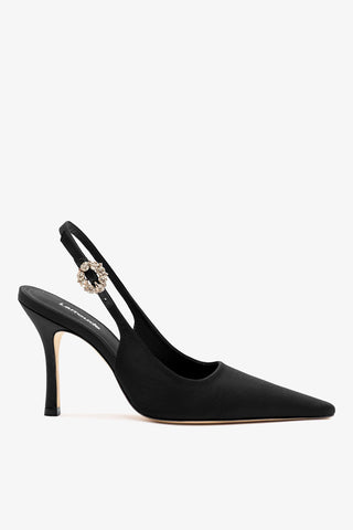 Carine Pump Black Satin Pump Larroudé