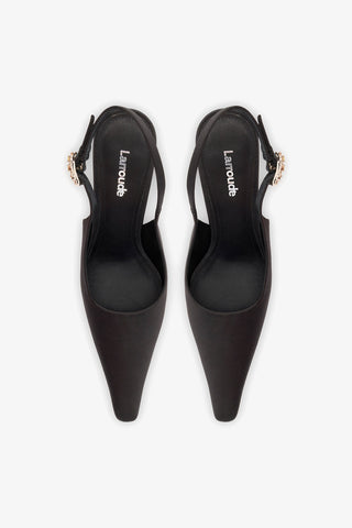 Carine Pump Black Satin Pump Larroudé