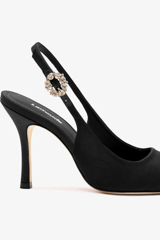 Carine Pump Black Satin Pump Larroudé