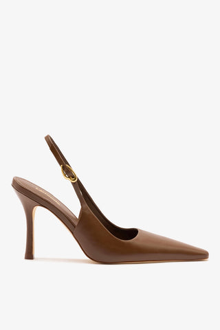 Carine Pump In Burnt Umber Leather Womens - Shoes - Pumps Larroudé