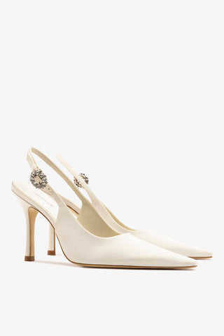 Carine Pump White Satin Pump Larroudé