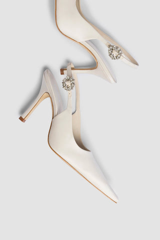 Carine Pump White Satin Pump Larroudé
