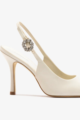 Carine Pump White Satin Pump Larroudé